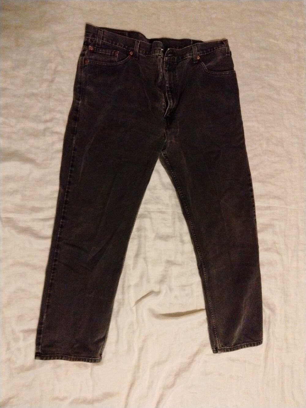 Levi's Men's 505 Relaxed Fit Straight Leg Denim Jeans Black Wash Red Tab 42x30